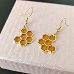 El Regalo Enamel Honeycomb Bee Earrings for Girls & Women - Geometric Hexagon Honeycomb Beehive Dangle Earrings (Honeycomb Earrings)