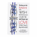 El Regalo 2PCs Evil Eye Rakhi Combo Set for Bhai-Bhabhi or Bhai-Bhatija/Bhatiji- 2 Evil Eye Rakhis with Roli Chanwal, Rakhi Card in Rakhi Gift Box (Option-6)