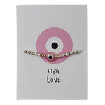 El Regalo Women's Evil Eye Colored Beaded Bracelet Cute Colored Protection- Good Luck Evil Eye Nazariya Bracelet (Pink)