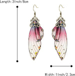 El Regalo Gorgeous Butterfly Wings Earrings - Handcrafted Colorful Austrian Crystal Hook Earrings for Women & Girls | Fantasy Fairy Dangle Earrings | Elegant Jewelry (Wine with Gold Finish)