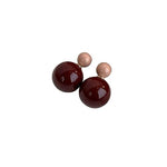 El Regalo 1 Pair Candy Colors 2 Way Beads Earrings- Front-Back Color Clossy Beads Contemporary Earrings for Girls & Women (Beige Red)