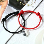 El Regalo Unisex 2 Pcs Heart Couples Magnetic Bracelet for Couples/Besties/Friends - Red & Black Matching Bracelets Friendship Distance Magnetic Love Heart Jewelry