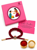 El Regalo Braided Superhero Charm Bracelet Rakhi for Kids & Teen Brothers- Star Emblem - Maroon