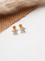 El Regalo 3 Pairs Cute Stainless Steel CZ Stud Earrings Combo for Kids/Girls/Teens/Women - Stars, Heart, Flower, Butterfly, Disco Ball, Stones - Hypoallergenic Flatback Earrings (Style-13)
