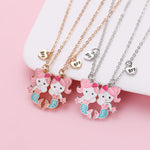 El Regalo 2 PCs BFF Best Friend Forever Mermaid Princess Split Magnetic Matching Pendant Necklaces Set- Friendship Day Gift for Girls/Kids/Teens (Silver Mermaids)