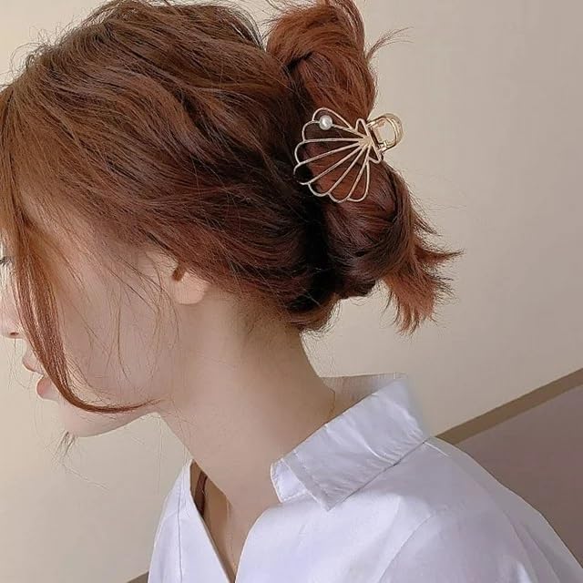 El Regalo 1 PC Pearl Shell Oyster Hair Claw Party Clutcher for Girls & Women- Elegant Fashionable Jaw Hair Clamp Secure Grip for Party Banquet for Women