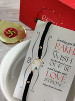 El Regalo 1PC Elephant Evil Eye Rakhi for Brother with & Message Card in Gift Box- Rakhi for Brother/Bhabhi/Niece or Nephew (White elephant Black)