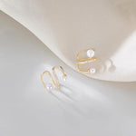 El Regalo 1 Pair Pearl Ear Cuffs Earrings for Non Piercing Ears- CZ Pearls Wrap Non Piercing Cartilage Cuffs Clip On Earrings for Girls/Women (Gold)