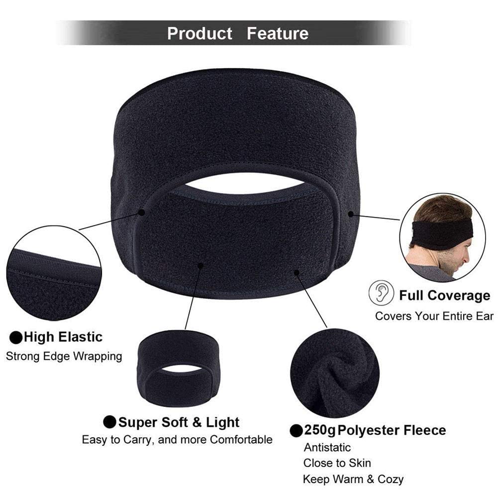 El Regalo 2 PCs Fleece Ear Warmers Headband Winter Ear Muffs for Men Women Kids in Cold Weather, Running Yoga Skiing Riding Bike Ear Cover (2 Blue)