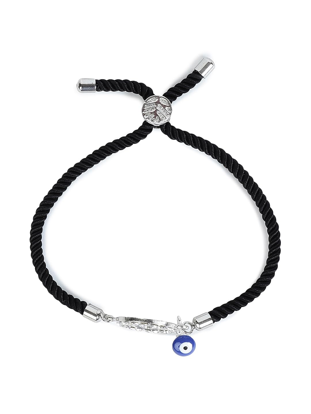 El Regalo Name Initials Evil Eye Bracelet Rakhi for Brother- Name Letter CZ Rakhi with Roli Chawal, Message Card in Rakshabandhan Box for Bhai (Black-C)