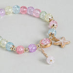 El Regalo 3PCs Opal Stone, Crystal Beads Tassel Bracelet With Cute Enamel Charms Star, Shell, Rainbow, Flowers, Swan, Pearls etc. for Kids/Girls/Teens/Women (Option-1)