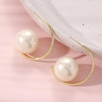 El Regalo Western Pearl Earrings- Delicate Glossy C Shaped Pearl Hoop Earring- Elegant Vintage Style Earrings for Girls & Women (White Pearl)