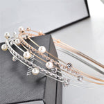 El Regalo Fancy Party 3 Layers Hairband for Girls & Women - Bridal, Wedding Party Pearl AD Hairband (Silver)