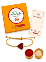 El Regalo Simple Heart Bracelet Rakhi for Brother - Handwoven Adjustable Macrame Rakhi with Roli Chawal | Minimalist Rakshabandhan Bracelet for Bhai in Elegant Rakshabandhan Box (Red-A)
