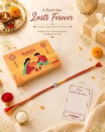 El Regalo 1PC Traditional Rakhi for Brother with Roli Chawal & Message Card | Designer Rakshabandhan Thread with OM, Shree Ram, Ganesha, Krishna Charms | Rakhi Gift Box Included (OM)