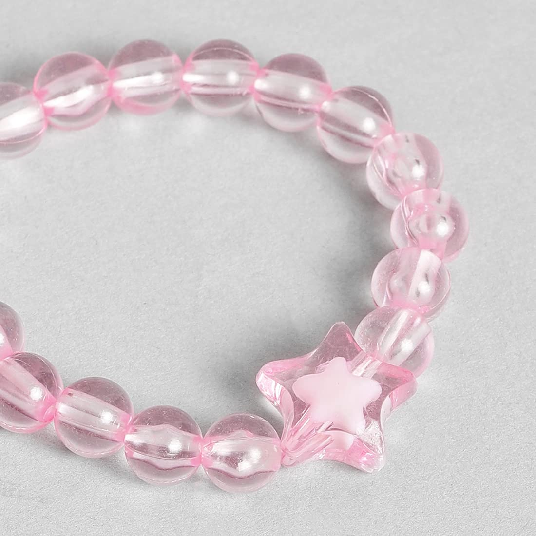 El Regalo 1 Pair Girls Kids Glittery Star Beads Princess Necklace & Bracelet Sets- Acrylic Star Beads Princess Necklace Bracelet Jewelry Set for Girls Kids (Pink Star)