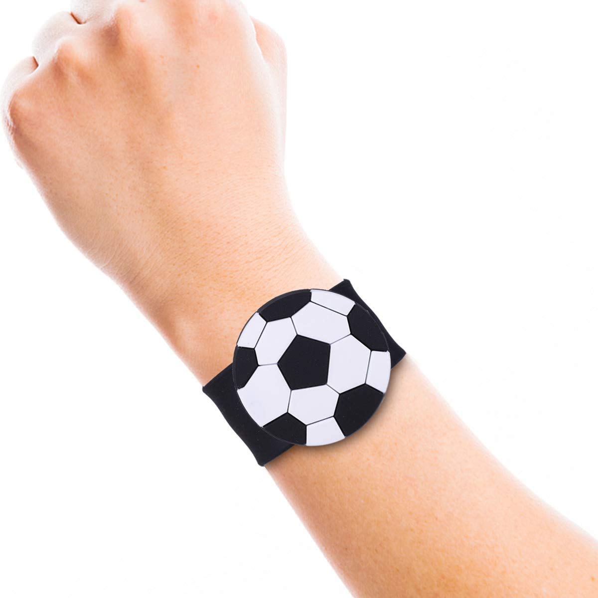 El Regalo 2 PCs Sport Ball Themed Party Football Wristbands for Kids Boys & Girls | Silicon Wrist Slap Bands with Removable Sport Balls Charms for Fun Kids Party Favors (Red & Yellow)