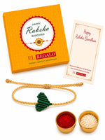 El Regalo Simple Heart Bracelet Rakhi for Brother - Handwoven Adjustable Macrame Rakhi with Roli Chawal | Minimalist Rakshabandhan Bracelet for Bhai in Elegant Rakshabandhan Box (Green)