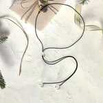 El Regalo Boho Double Layers Leather Pearl Suede Y Drop Adjustable Necklace for Girls & Women- Contemporary Black Leather Wrap Choker Necklace- Gothic Tie Up Necklace