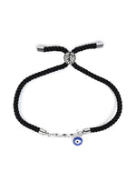 El Regalo Name Initials Evil Eye Bracelet Rakhi for Brother- Name Letter CZ Rakhi with Roli Chawal, Message Card in Rakshabandhan Box for Bhai (Black-E)