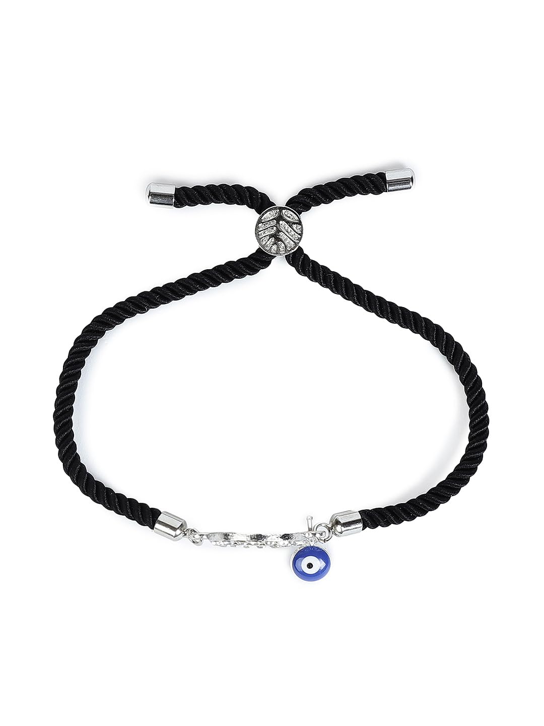 El Regalo Name Initials Evil Eye Bracelet Rakhi for Brother- Name Letter CZ Rakhi with Roli Chawal, Message Card in Rakshabandhan Box for Bhai (Black-E)