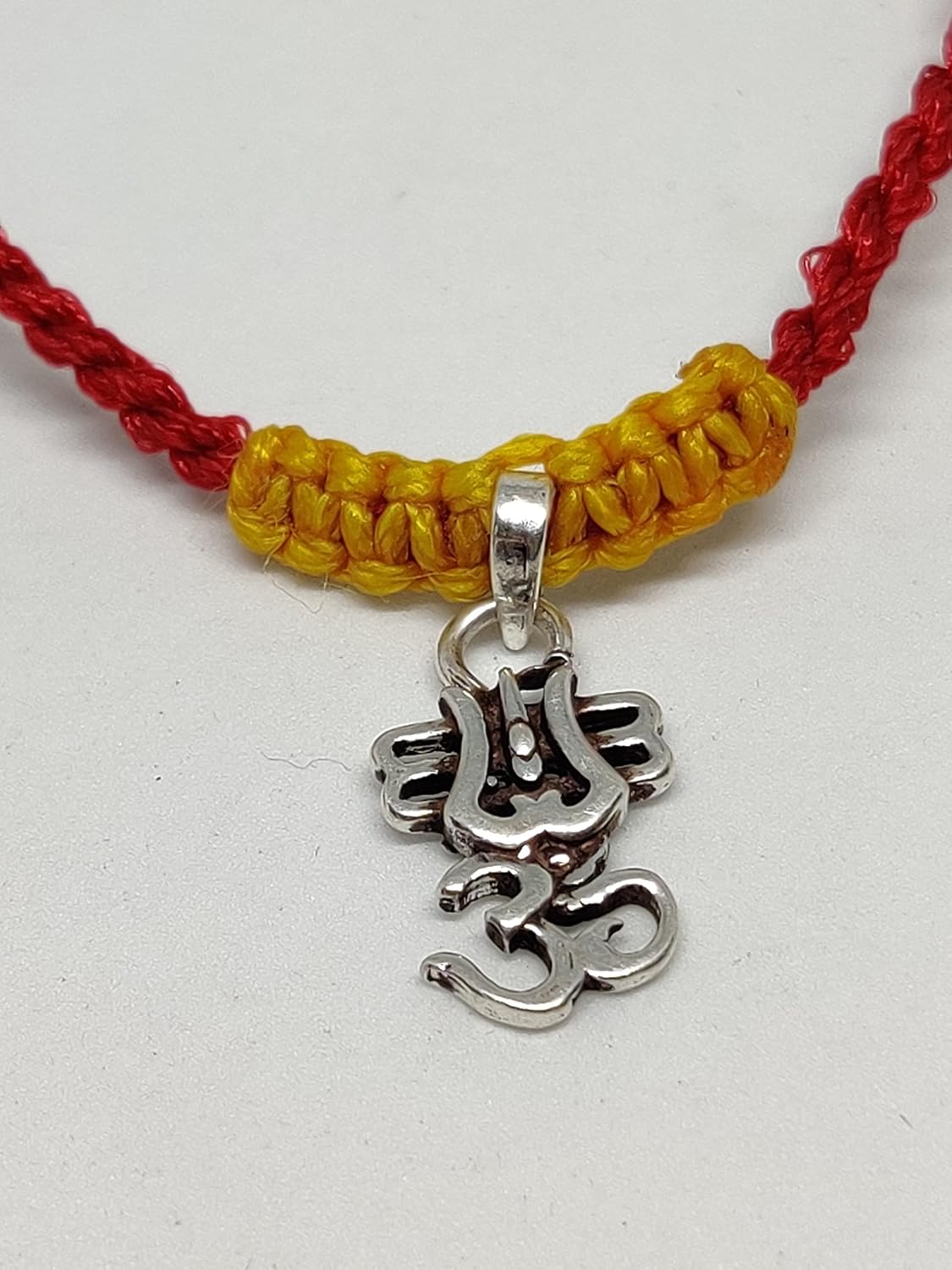 El Regalo 925 Sterling Silver OM/Trident Rakhis for Brother/Nephew/Niece - Real Silver OM Rakhi for Babies/Kids/Men (Shive Eye Silver Rakhi)