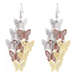 El Regalo Women's & Girl's Butterfly Earrings Mix Color Bohemia Style Long Drop Dangle Hook Earrings, Fashion Style Butterfly Earrings (Gradient Gold)
