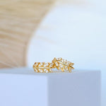 El Regalo Stainless Steel Tiny & Cute Leaves Hoop Earrings for Kids/Girls/Women- Anti-Tarnish/Waterproof Leaves Pattern Small Hoop Earrings (Gold & Silver)