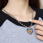 El Regalo 1 PC Cute Colorful Rainbow Cloud, Daisy Flower, Love Heart Pendant Necklaces for Toddlers/Kids/Girls/Teens/Women (Love Heart Pendant)