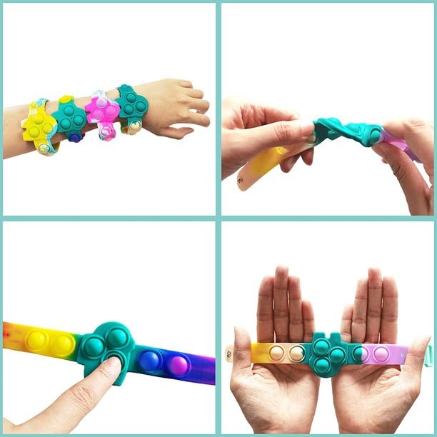 El Regalo 4PCs Pop It Rakhi Band for Kids - Kids Bracelet Rakhi for Little Brother/ Sister with Message Card, Roli Chawal Shagun in Rakhi Gift Box