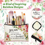 El Regalo 1 PC Canvas Cosmetic Bags Makeup Bags Travel Toiletry Pouch/ 10 x 7.5 inch Inspirational Gifts for Women Motivational Quotes Makeup Bag for Women Girls (Be The Best Version of Yourself)