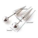 El Regalo 1 Pair Surgical Stainless Steel Spike Unisex Stud Earrings- Septum Lip Rings Cartilage Tragus Helix Piercing for Women Men (Silver)