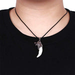 El Regalo Men's Retro Stainless Steel Bruce Lee Style Wolf Pendant Necklace | Men Jewelry | Men Pendant Necklace (Off White)