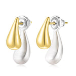 El Regalo Two-Tone Front-Back Metal Drop Earrings - Vintage Retro-Style Stud Earrings for Girls/Women