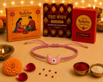 El Regalo Evil Eye Bracelet Rakhi for Brother with Roli Chawal in Gift Box (Moon Evil Eye-Pink)