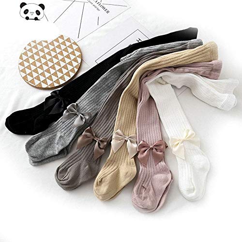 El Regalo 1 Pair Girls Combed Cotton Bow Tights Pantyhose Leggings Stocking Pants | Bow Socks Stockings for Girls (Gray)