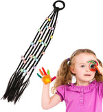 El Regalo 2PCs Cute Beaded Ponytail Hair Extensions Rubber Band- Stars & Hearts Beaded Braid Hairpieces for High Ponytail for Kids/Teen Girls/Women