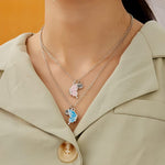 El Regalo Cute BFF Necklaces for 2, Enamel Butterfly Friendship Necklace for Teen Girls Women - Gift for Best Friends/Besties/Sisters (Silver)