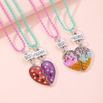El Regalo Unisex 2 Pcs BFF Best Friend Split Matching Heart Pendant Necklaces Set- Colorful Chain Glitter Stars Heart Pendant Friendship Necklaces Set (Glitter Hearts)