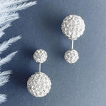 El Regalo 3-in-1 Front Back Crystal Ball Earrings - Sparkly Disco Shamballa Ball Earrings for Girls & Women - Double Sided Earrings with Versatile Style for Any Occasion
