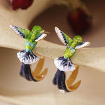 El Regalo Colorful Hummingbird Stud Earrings - Hand-Painted Enamel Bird Hoop Studs for Women & Girls | Elegant Nature-Inspired Fashion Jewelry