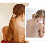 El Regalo 3PCS Gold Hair Ties, Metal Hair Ties for Thick Hair, Elegant Durable Geometric Design, Gold Hair Accessories Stretchy and Non-Damage Ponytail Cuff Holders, 3 Styles in Box