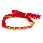 El Regalo 2PCs Red & Yellow Moli Thread Rakhi Combo Set for Brother- Auspicious OM, Ganesha, Satiya, Lion etc. Mauli Rakhi with Roli Chawal Shagun, Message Card in Rakhi Gift Box (Option-4)