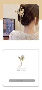 El Regalo Butterfly Pearl Hair Claw Clips for Girls/Women, Large Non-Slip Enameled Metal Butterfly Hair Clips Sparkly Hold Hair Jaw Clips Cute Hair Claws Big Butterfly Clips Bridal Hair Clips
