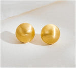 El Regalo Gold Ball Clip-On Earrings for Women & Girls - Brushed Finish Button Style | Classic Non-Pierced Ear Jewelry | Timeless Look