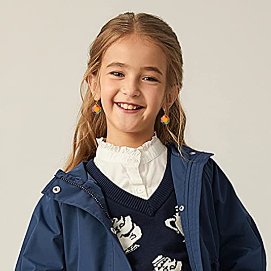 El Regalo 1 Pair Enamel Flowers, Rainbow Cloud, Heart Hypoallergenic Dangle Hoop Earrings for Girls/Teens/Women (Sunflower Earrings)