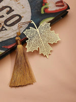 El Regalo Exquisite Metal Leaf Bookmark with Tassel - Gold Plated Hollow Leaves Brass Bookmarks for Students, Book Lovers, Writers, Teachers (Golden Maple Leaf)