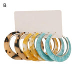 El Regalo 3 Pairs Acrylic Hoop Earrings for Women & Girls - Lightweight Colorful Resin Hoops Set - Boho Fashion Jewelry for Western & Casual Wear - Pack of 3 (Geometric C-Shape) (Option-1)