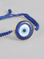 El Regalo Evil Eye Bracelet - Big Evil Eye Handmade Glass Lamp work Unisex Adjustable for Men & Women (Blue)