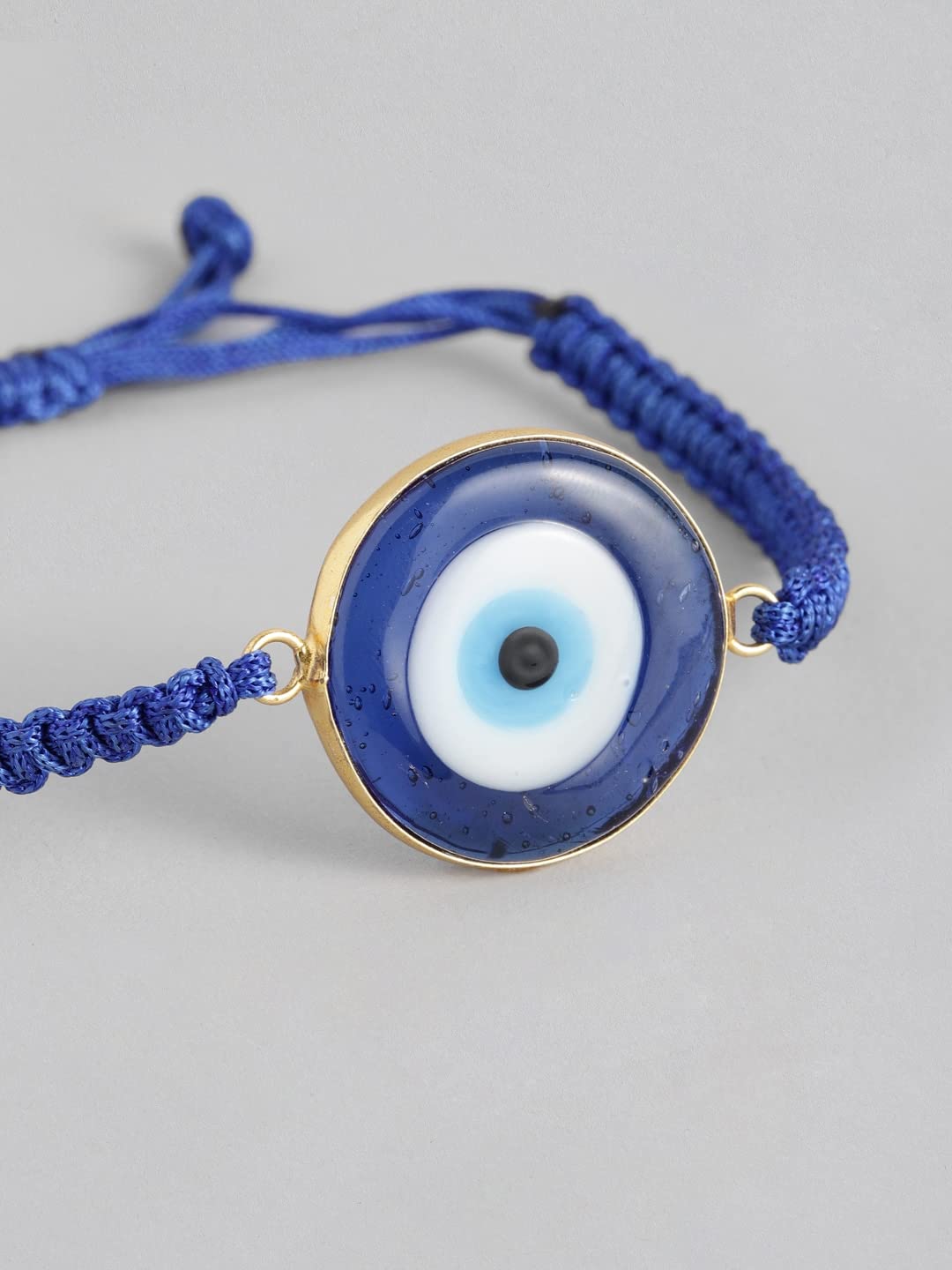 El Regalo Evil Eye Bracelet - Big Evil Eye Handmade Glass Lamp work Unisex Adjustable for Men & Women (Blue)
